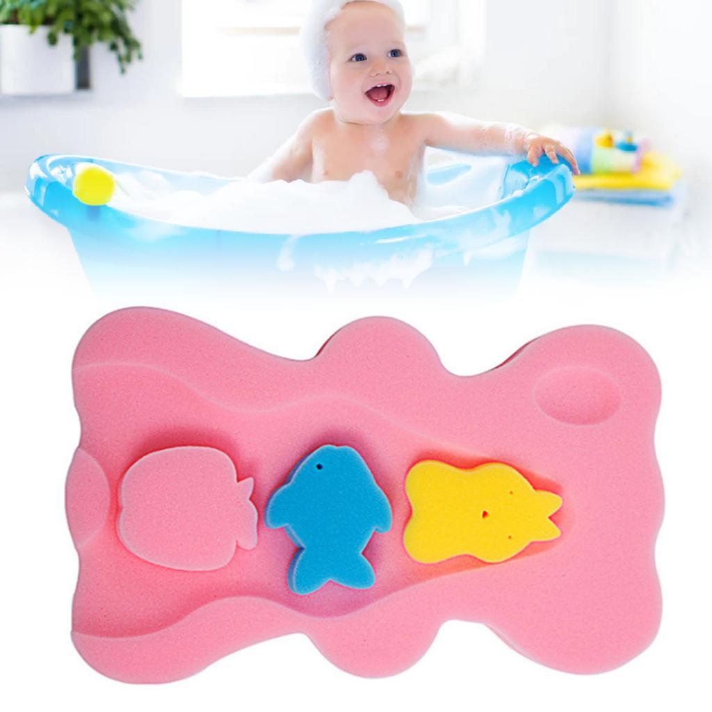 1.8in Thickness Baby Bath Sponge Mat Rubbing Skid Proof Soft Cartoon Shape Thicken Baby Bathing