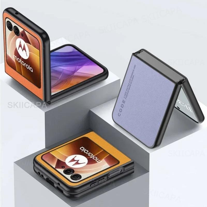 Plain Leather Phone Case For Motorola Razr Ultra 2025 Razr + 2024 Razr 60 50 Ultra Matte Shockproof Soft Frame Bumper Cover