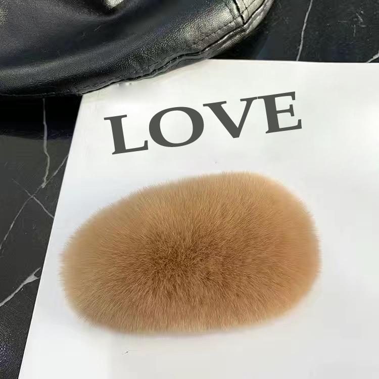 Girls Plush Hairpin Natural Rabbit Fur Women Bangs Hairpin