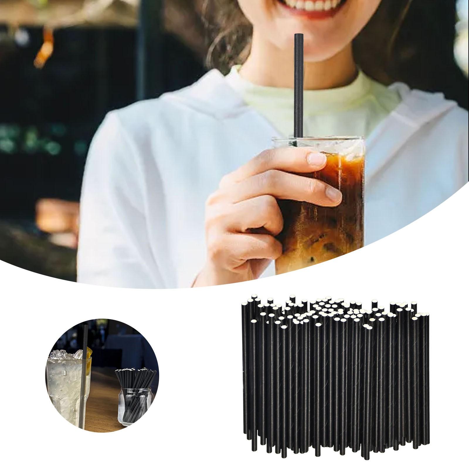 

100 Pcs Paper Straws Long Cocktail Straws Disposable Straws For Smoothies Tumblers Cocktail Milkshake Straws For Party Travel чёрный