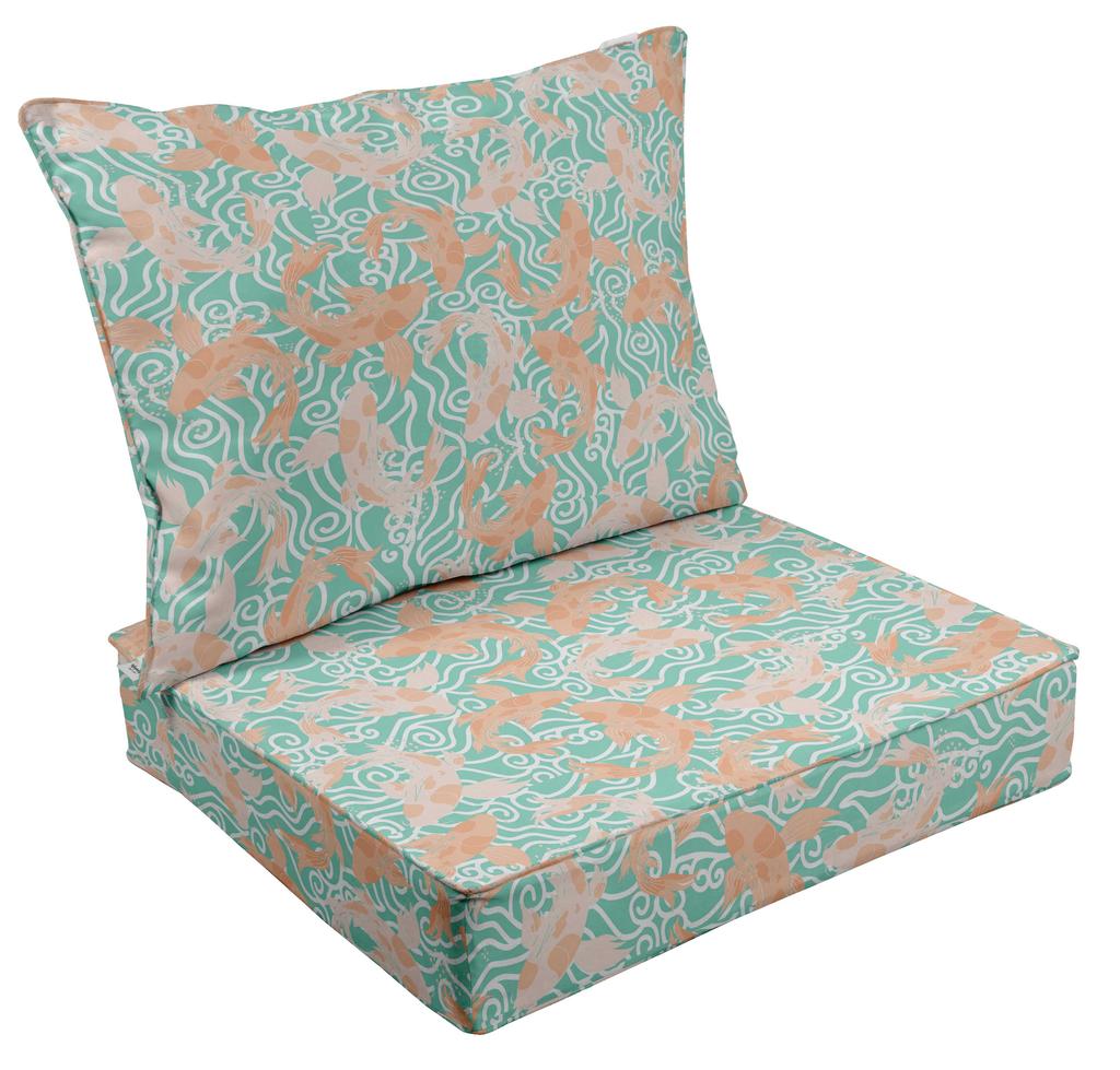 Vargottam Printed Outdoor Deep  Seat  Patio  Cushions Set 2pcs Seat Set All Weather Replacement