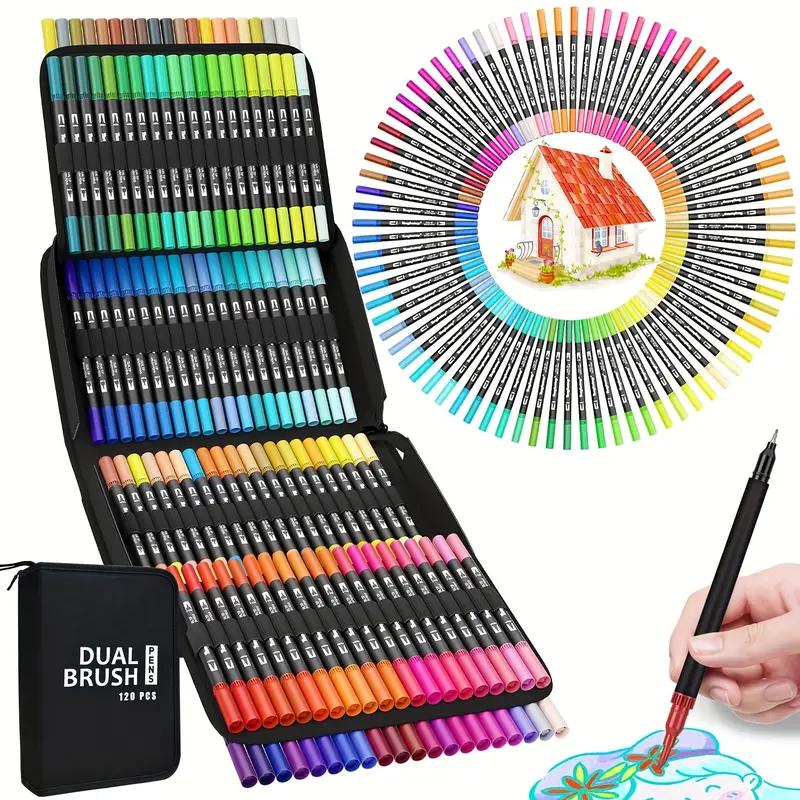 72/120/168 Colors Brush Tip Markers Art Markers, Dual Tip Brush Pens Coloring Markers For Coloring Book, Brush Pens For Letterin