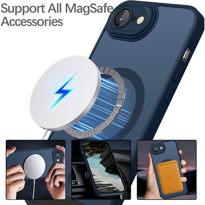 Coque Magnétique - BOOLING - pour iPhone 17e - avec Protection Caméra Antichoc - Bleu Marine