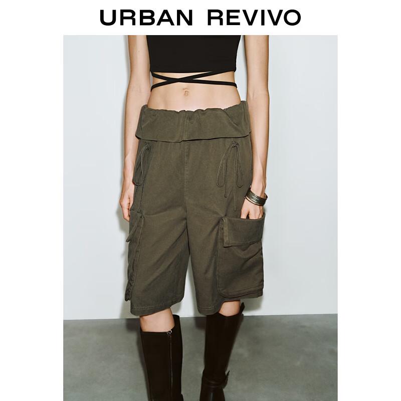 UR2025 Women's Casual Workwear Wide-Leg Tie-Waist Shorts