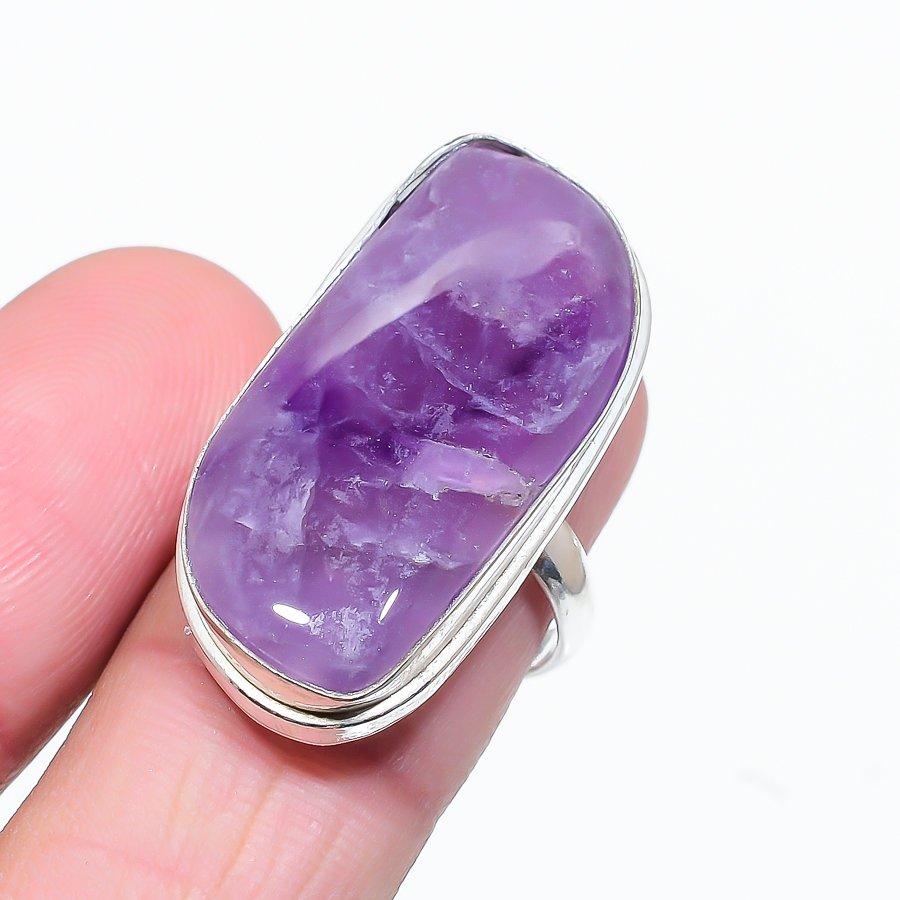 

Подарочное кольцо из стерлингового серебра 925 пробы с натуральным шалфейным аметистом, размер 7,5 f1a10