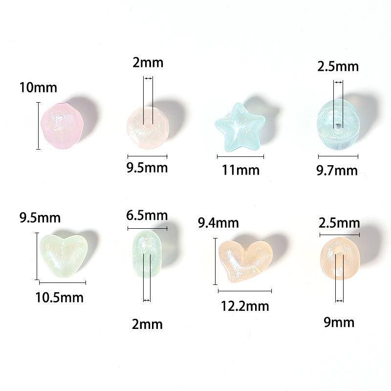 Acrylic Translucent Candy Color Heart & Star Beads, 100 Pieces/Pack, DIY Bracelets Small Pendants.