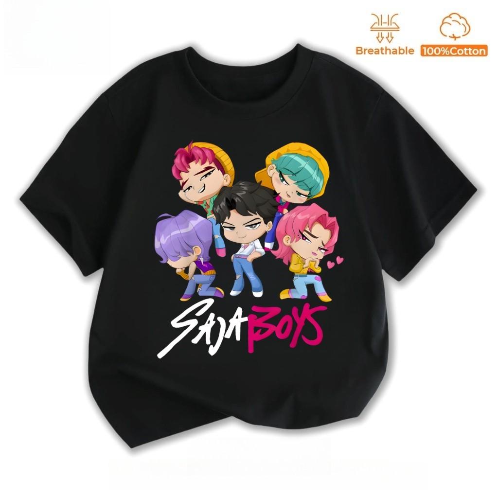 NELLY Baju Anak KPop Demon Hunters Saja Boys T-Shirt Huntrix Shirt Kids Short Sleeve