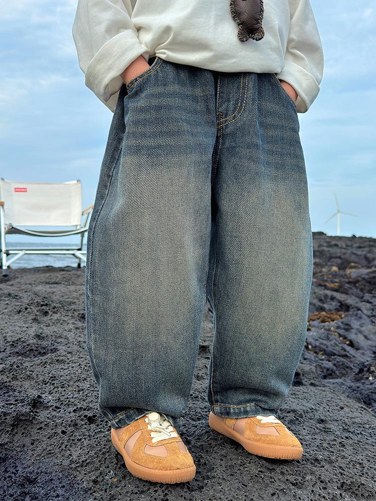 Autumn 2025 Fairy Tale Korean Style Soft Denim Gradient Wash Boys' Jeans - Comfortable, Versatile Long Pants