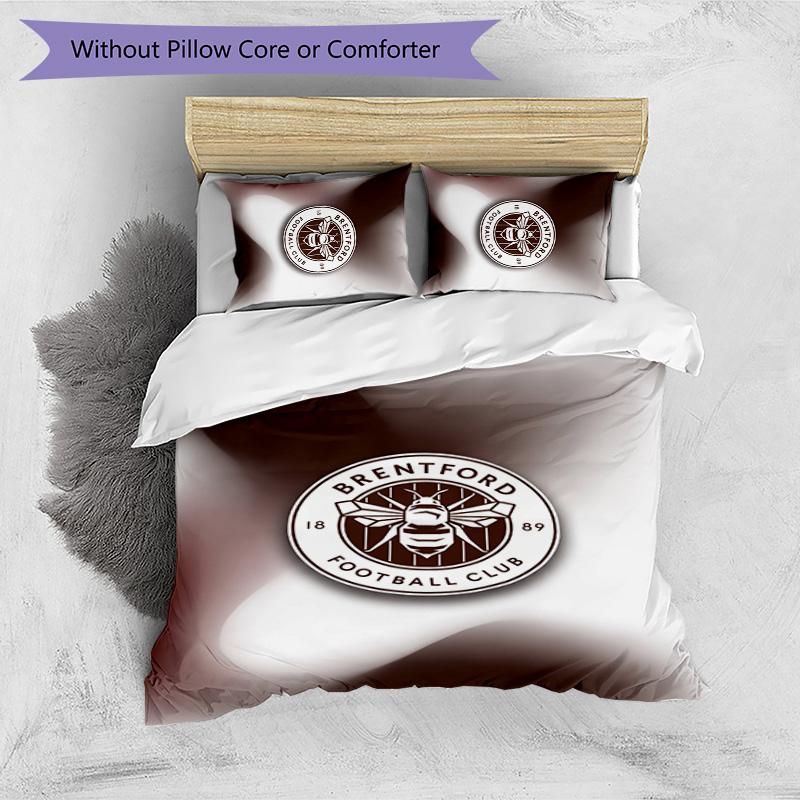 Set Lenzuola Stampato Brentford Football 3 Pezzi, Comodo Set Copripiumino per Camera da Letto Amico della Pelle