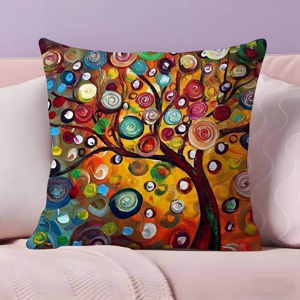 Colored Tree Pillow Case  Ultra Soft Skin Friendly Fabric Cloud Like Comfort & Concealed Zipper