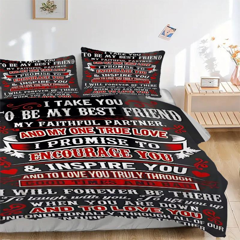 

3PCs Best Friend Vow Design Cover Set, Breathable Fabric, Machine Washable (1 Duvet Cover + 2 Pillowcases) (Without Quilt) yy250911154 135x200cm