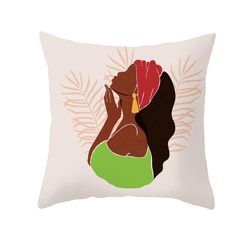 Nordic Abstract Women's Peach Leather Velvet Printed Pillowcase Home Fashion Bedside Sofa Office Cushion Cover