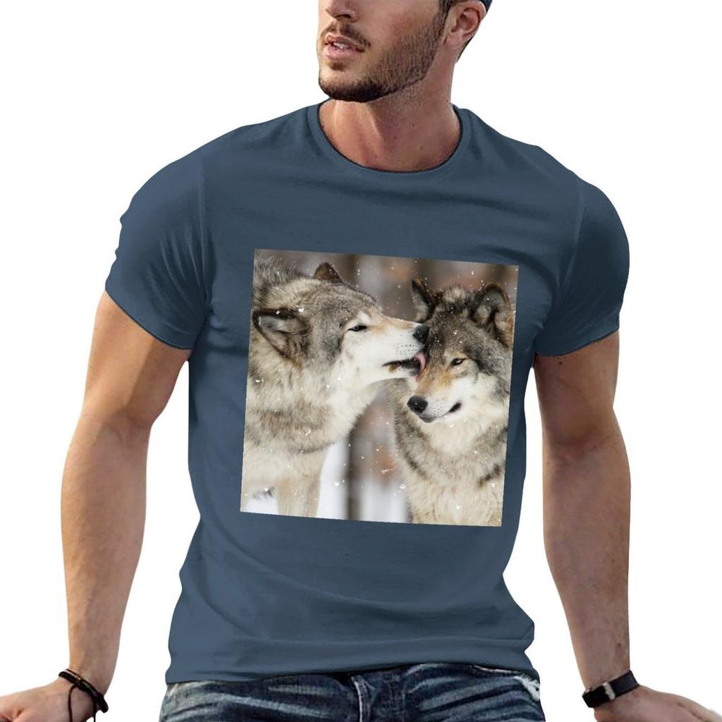 Wolf Kisses Tshirt Soft Casual Short Sleeve Cotton Tee