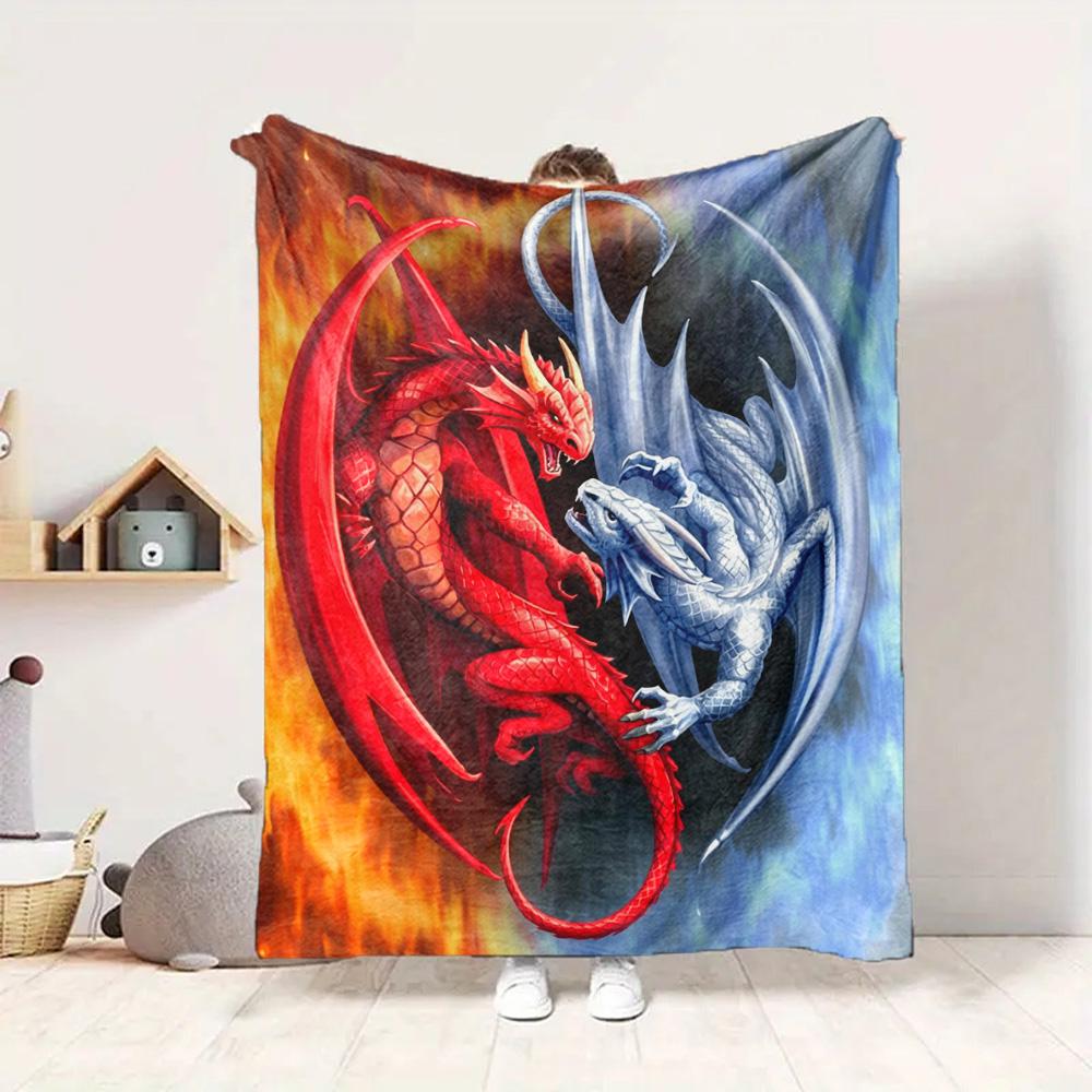 Fire Ice Dragons Flannel Blanket Throw Blanket Soft Warm Sofa Bed Camping Home Decor Unique Christmas Gift Cs922108