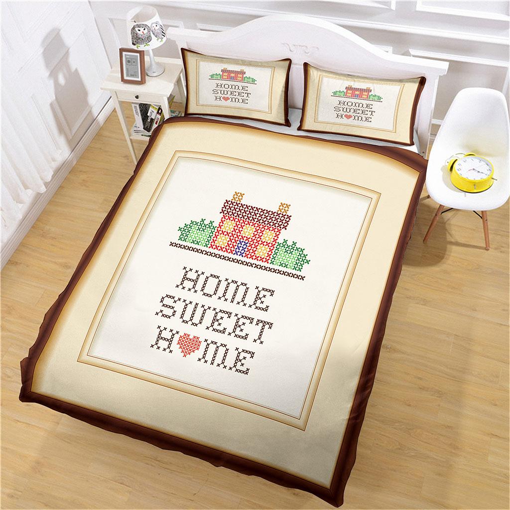 Full Double Bed Collection Cartoon Architecture House Duvet Cover 3D Quilt Cover Comforter Covers For Single Double Queen King Bed Size
