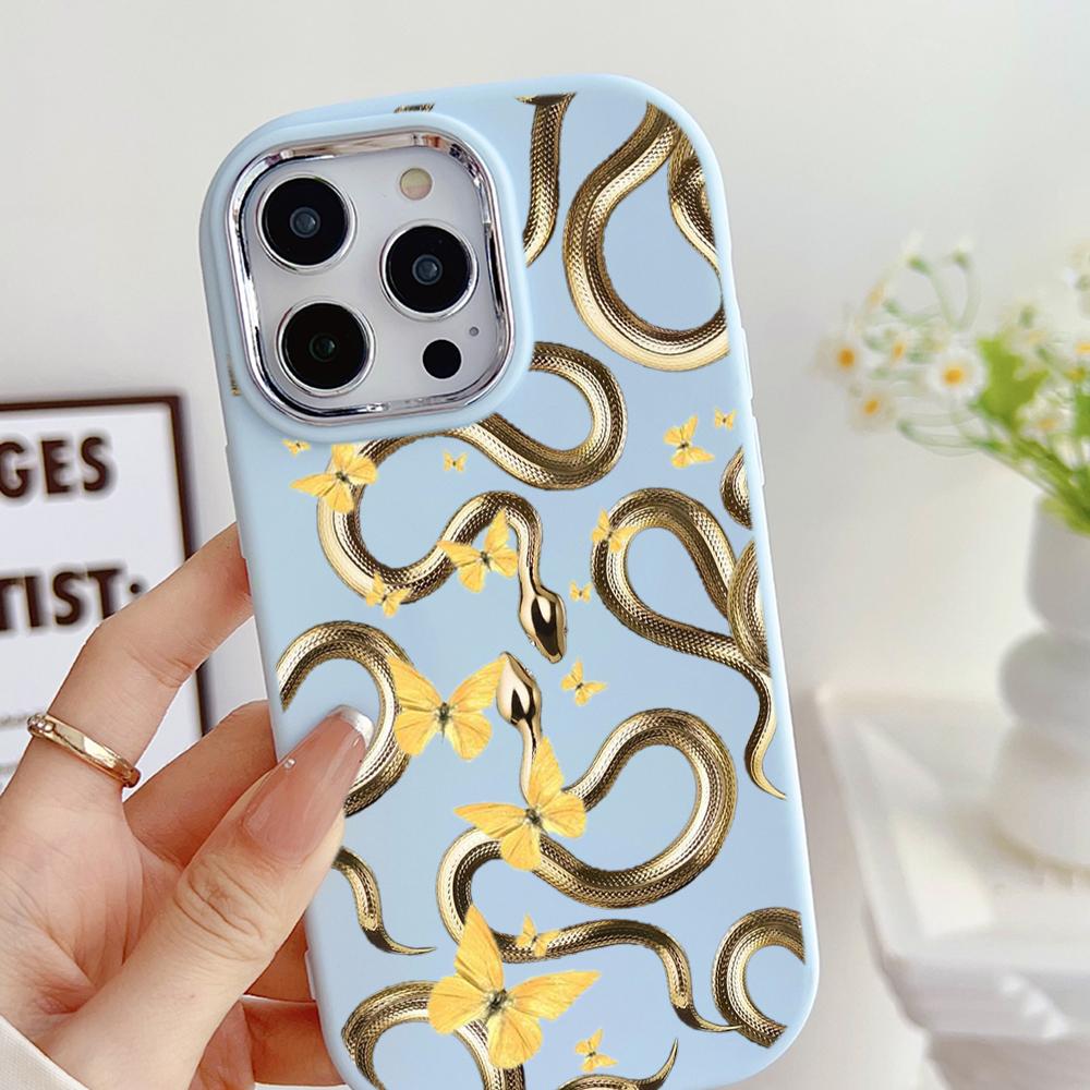 LZ5 Butterfly Black Gold Snake Soft Phone Case for Samsung S24 Ultra S23 Plus S21 FE A16 A54 A52 A06 Infinix Hot 40 Lens Protection Shockproof Cover