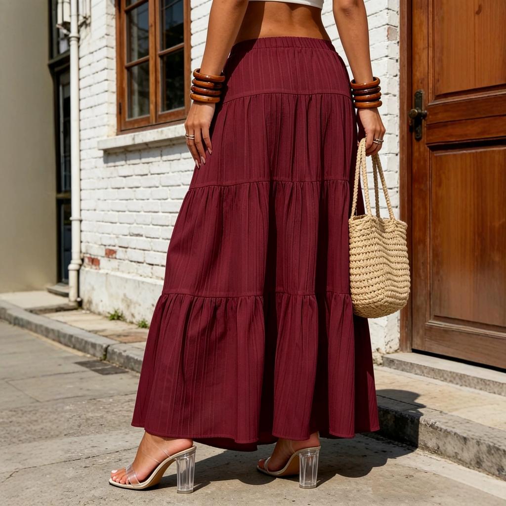 European and American new spring/summer women's skirts, tie-up patchwork large hem skirts, loose long skirts, plus-size women's clothing
