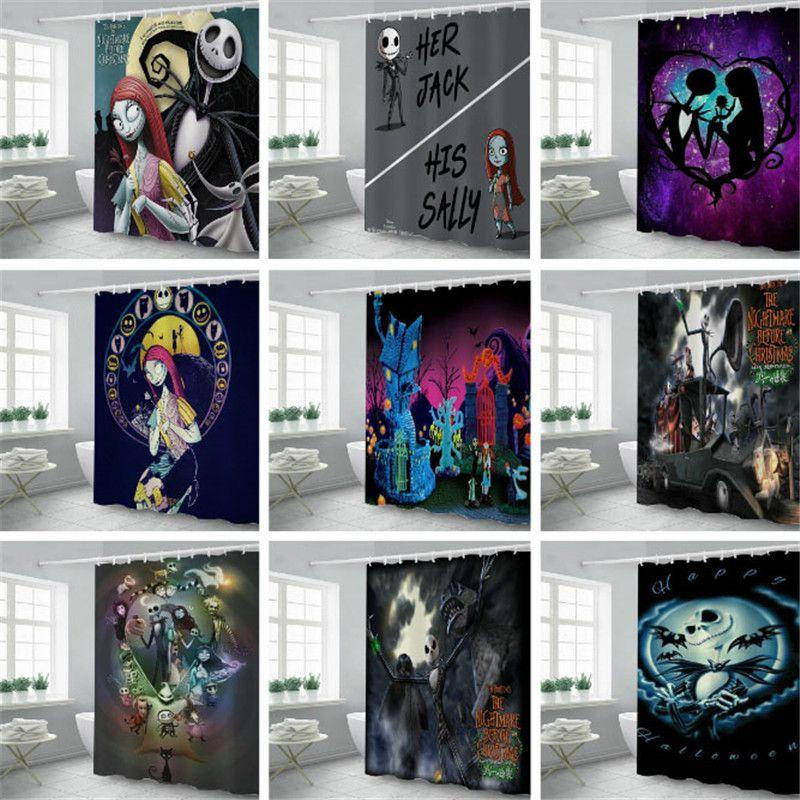 Vibrant And Colorful The Nightmare Before Christmas Shower Curtain With Hooks For Bathrooms