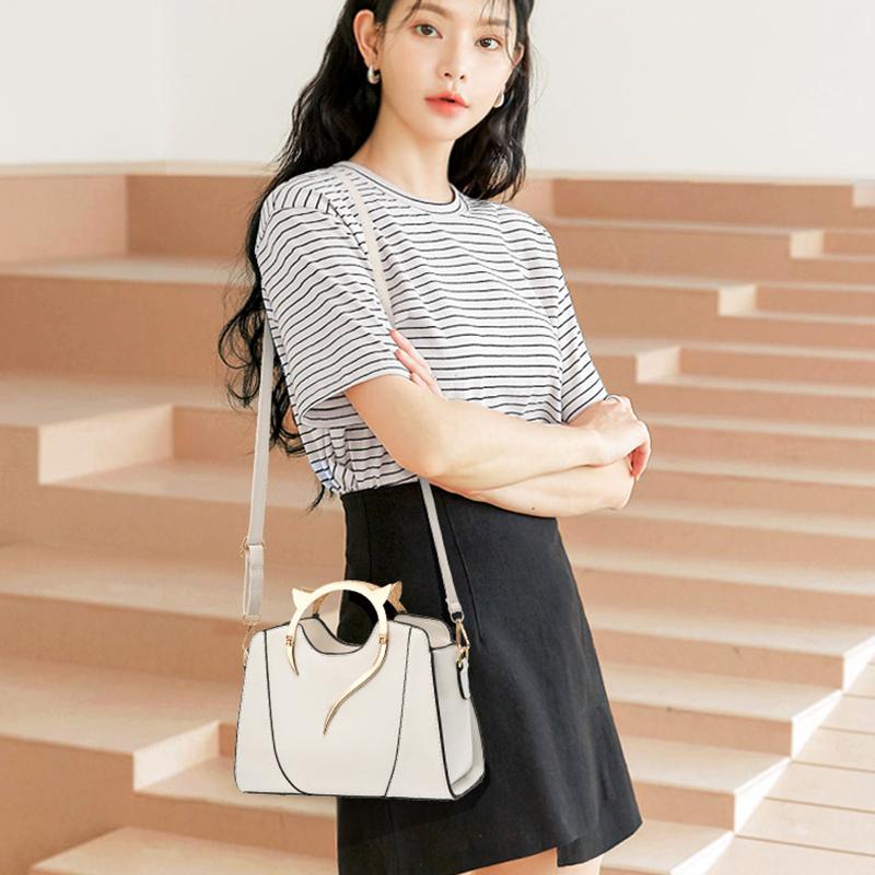 Katzenförmiger Griff Damen Handtasche Trendig Und Modisch, Einfarbige, Schlichte Und Lässige Crossbody Schulter Schalen Tasche
