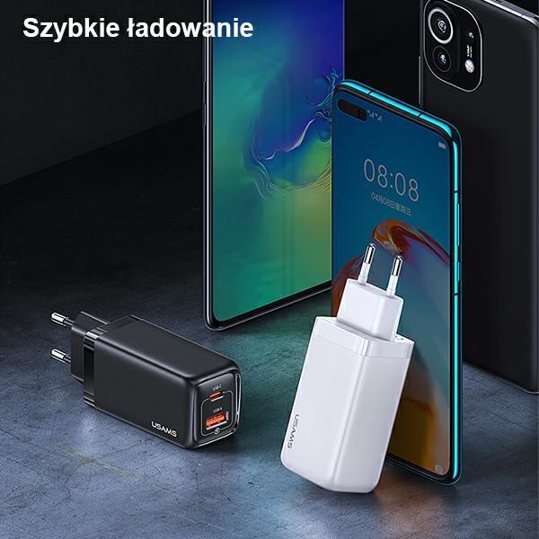 Usams Ład. Siec. 1Xusb-C+1Xusb T47 65W(Only Head) Pd Fast Charging Super Si Biały/White Cc153Tc02  (Us-Cc153)