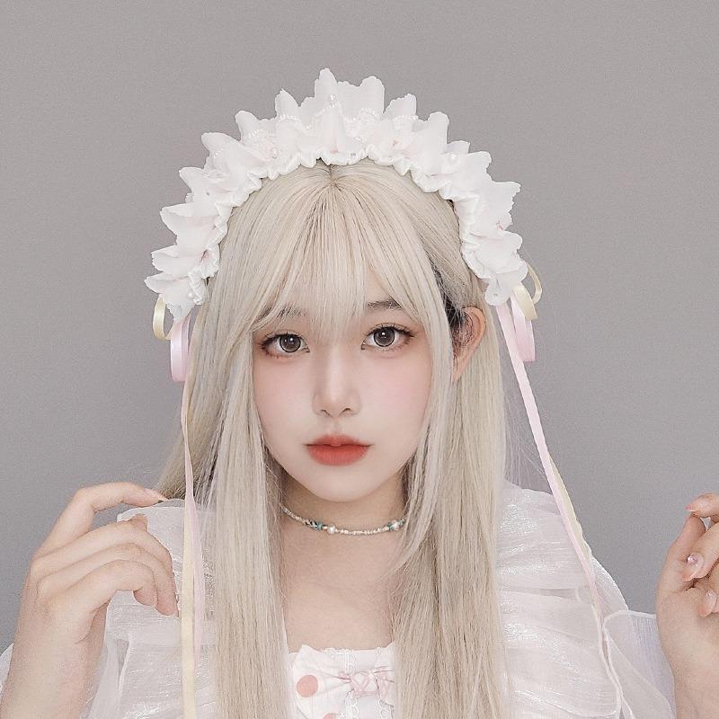 Handmade Bow Lace Headband Japanese Girl Lolita Hairpin Soft Cute Two-dimensional Headgear Cute Sister Hair Accessories