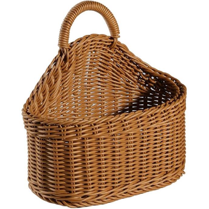 Hanging Fruit Baskets for Kitchen,Cabilock Boho Hanging Basket with Handle,Handwoven Vegetable Storage Hanging Holder Teardrop Home Produce Basket