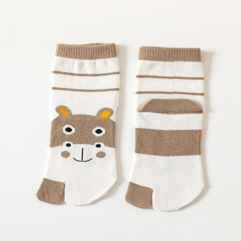 5 Pairs New Style Children Two Toed Tabi Socks for Kids Boys Girls Student Cartoon Animal Pure Cotton Soft Split Thumb Toe Socks