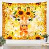 Golden Giraffe Sunflower Floral Tapestry Bohemian Wall Decor Polyester Hanging Art Print for Living Room Bedroom Nursery Home De