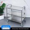 Three-tier Stainless Steel Service Cart: Meal, Food, Beverage, and Dish Collection Trolley for Restaurants and Hotels.