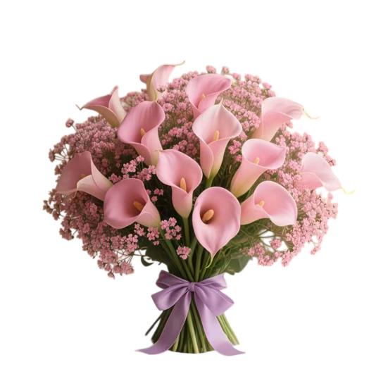 Calla Lily Artificial Flower Bouquet Mixed Calla Lily Baby's Breath Tulip