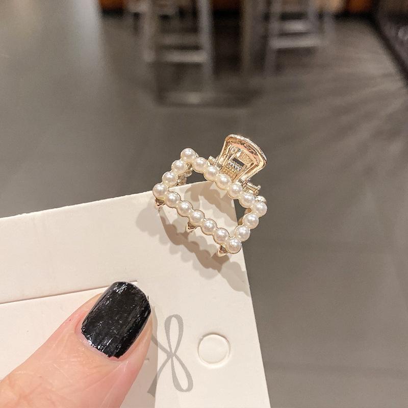 Pearl Rhinaute Small Hair Clip Female Net Celebrity Delicate High Ponytail Clip Korean Advanced Side Broken Hair Clip Headwear