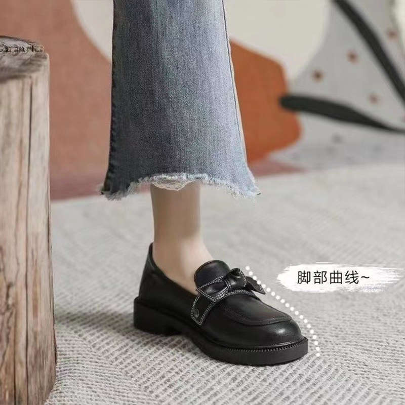 Soft leather version~ British style black soft sole thick heel comfortable loafers women's 2025 new spring and autumn small leather shoes women