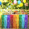 2 Pack Foil Table Skirts Fringe Table Banner Decorations, Rectangle Round Tables Curta Streamer Backdrop for Birthday Baby Shower Wedding Engagement