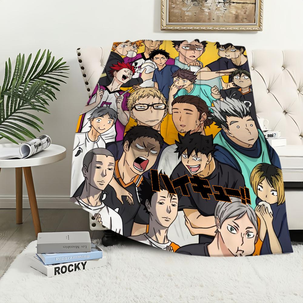 Anime H-Haikyuu Cool Baseball Blanket Plush Nap Sofa Rug for Living Room Warm Office Bedroom Birthday Home Travel Kid Gifts