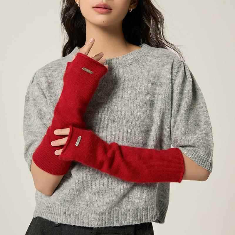 Knitted Long Fingerless Gloves for Women Warm for Autumn and Winter  Cloud Like Soft Texture  Raccoon Fleece  Fingerless Pile Sleeves