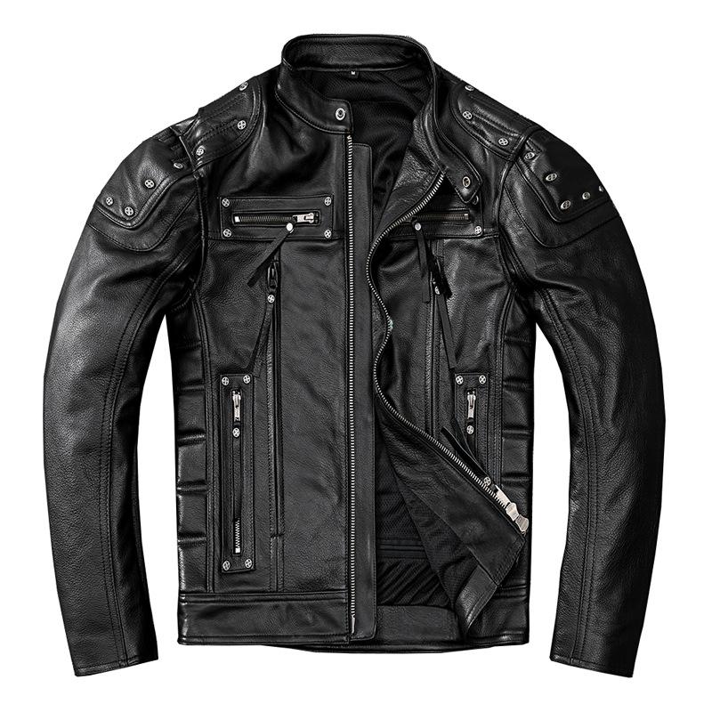 

Мужская куртка из ПУ кожи, мотоциклетный костюм для велоспорта, крутая кожаная куртка S чёрный