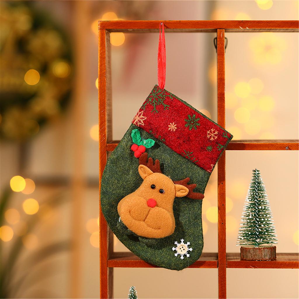 Retro Christmas Socks Gift Bag Christmas Candy Bag Stereo Gift Socks