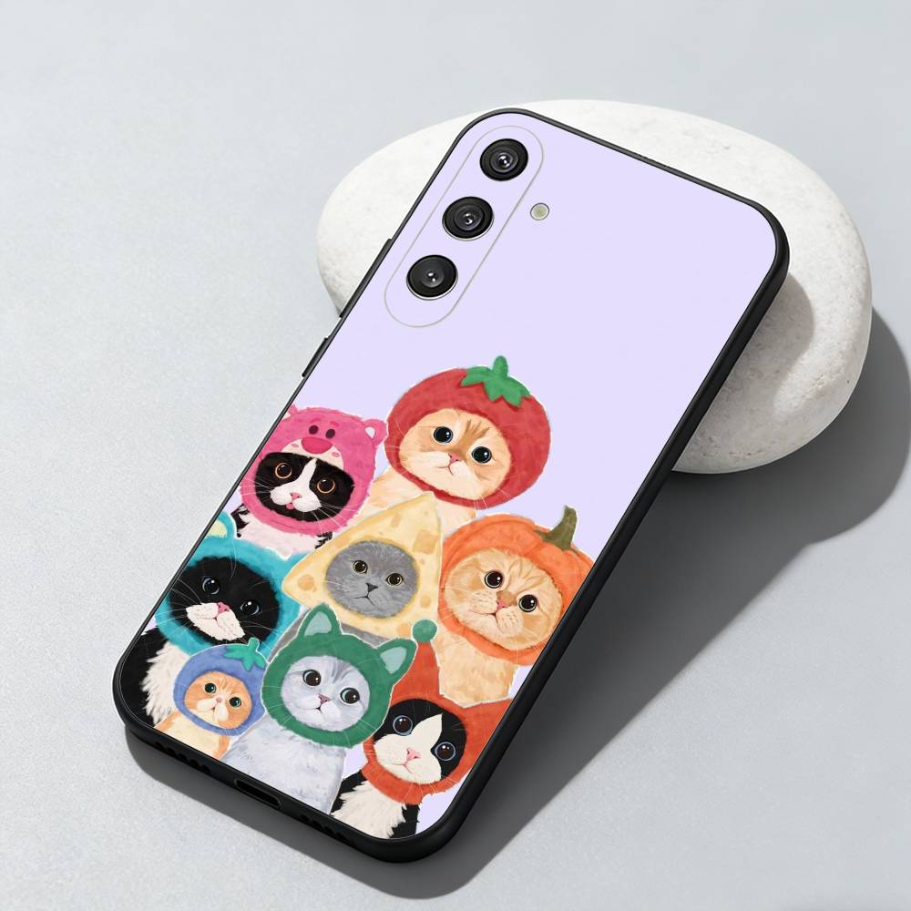cute cat Phone Case For Samsung Galaxy A73,A72,A71,A70,A52,A51 Others Soft Black Cover