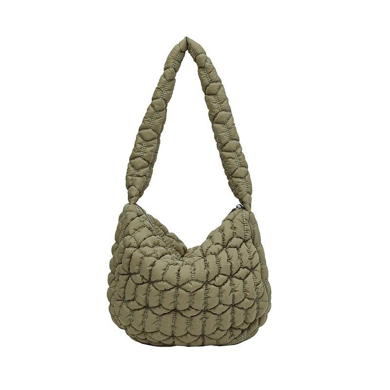 Pleated Cloud Bag Women's New Large-capacity Single-shoulder Cross-slung Woven Bubble Cotton Tote