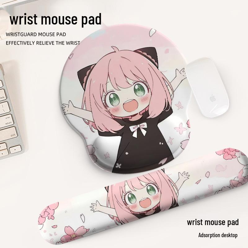 Anya Cute Small Mouse Pad with Rubber Wrist Rest for Office Laptop Keyboard Use