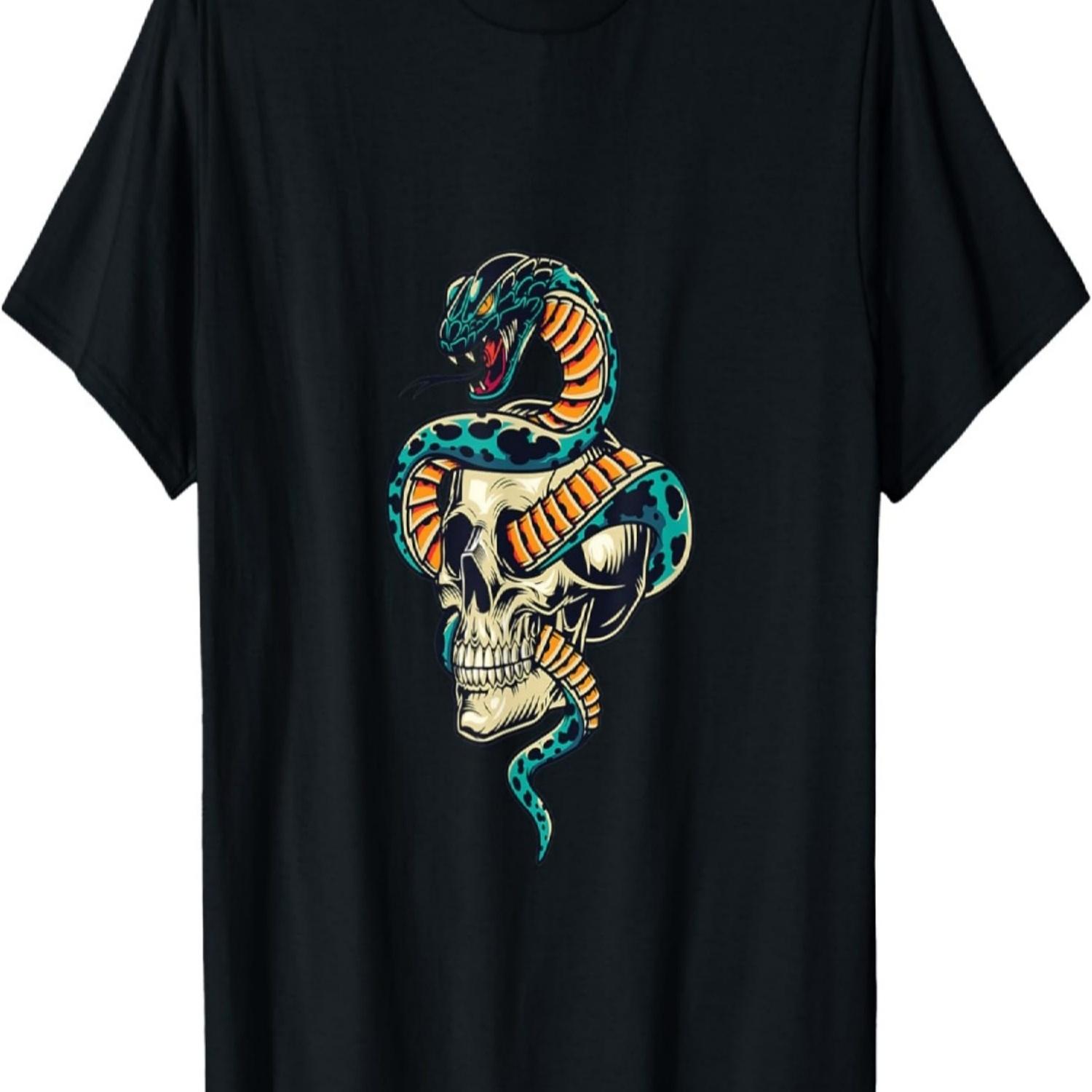 Tattoo Design T-Shirt Snake in Skull Cobra Hoodie Skull T-Shirt S чёрный