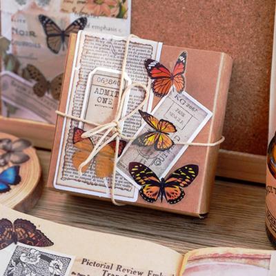 40PCS DIY Colorful Butterfly Scrapbook Sticker Vintage INS Style Stationery Sticker PET Waterproof Mobile Sticker Hand Account