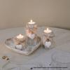 Heart-Shaped Wooden Candle Holder Tray Valentine's Day Home Decor Set
