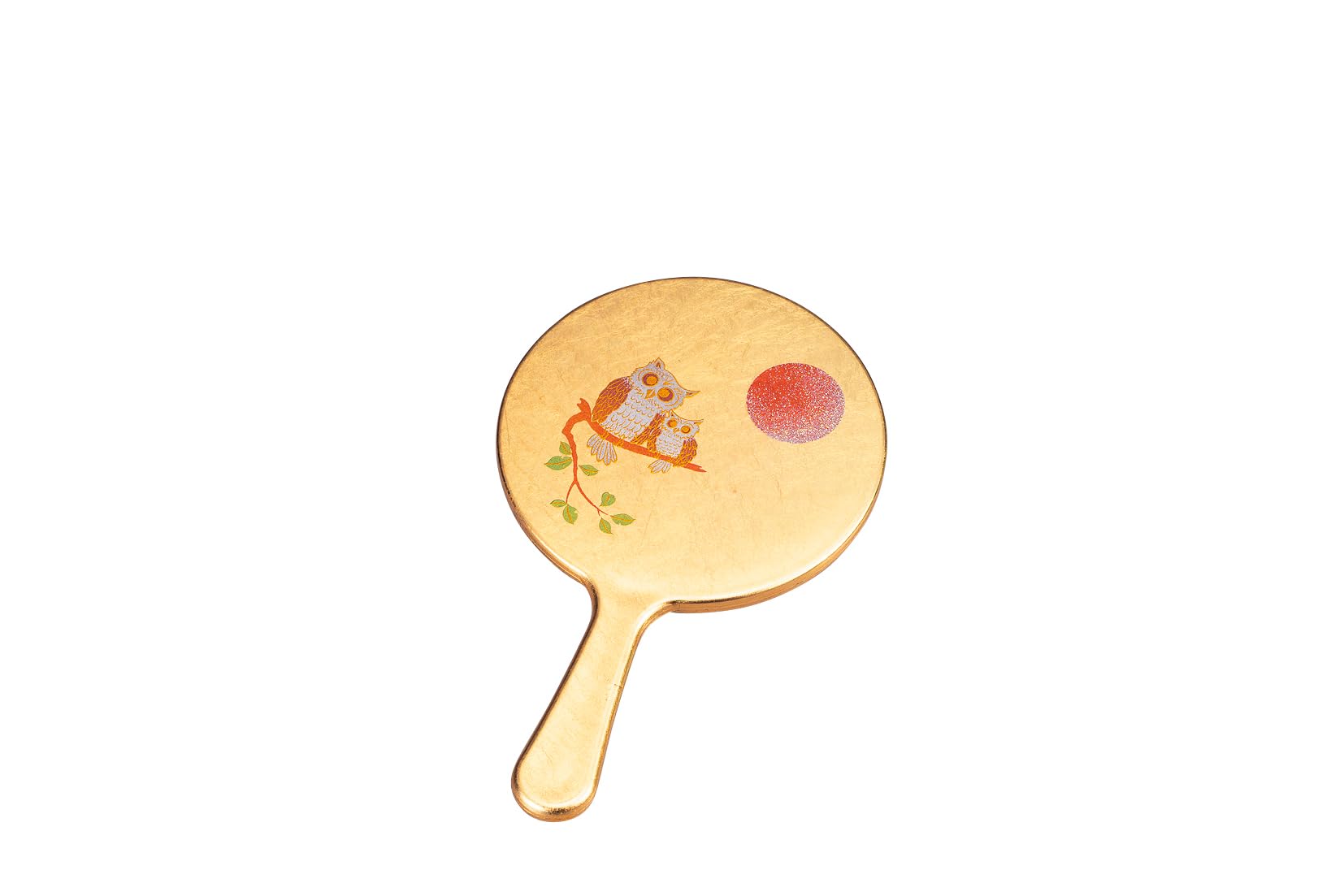 

Nakatani Brothers Company Yamanaka Lacquer Princess Mirror with Gold Leaf and Owl Design 37-0505