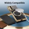 Business Electroplated Edge Transparent Magnetic Case for Samsung Galaxy Z Fold 8 Ultra 7 6 5 4 3 Tempered Film Glass PC Cover