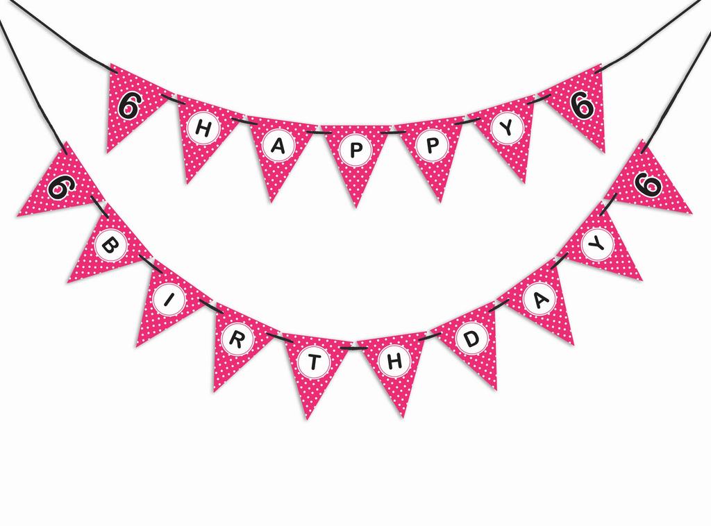 Inkdotpot Birthday Party Decorations Happy Birthday Party Garland Baby Girls Polka Dot Pennant Banner