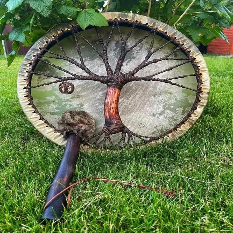 

Shaman Drums Tree of life Spirit Music Siberian Autumn Fountain Drum Wall Hanging Decoration Handmade Craft Wood Ornament