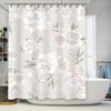 Luxury Floral Print Shower Curtain for Bathroom Decor Neutral Pink, White and Green Colors Water Repellent Fabric Waterproof Bat