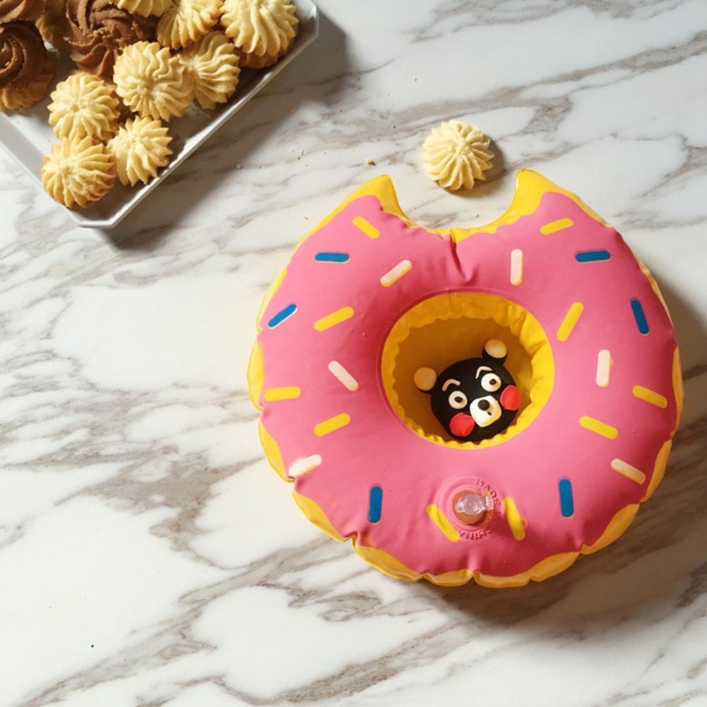Cartoon Donuts Cup Cushion Multicolor Water Inflatable Coasters Portable Inflatable Circle Coasters for Holiday Birthday Party