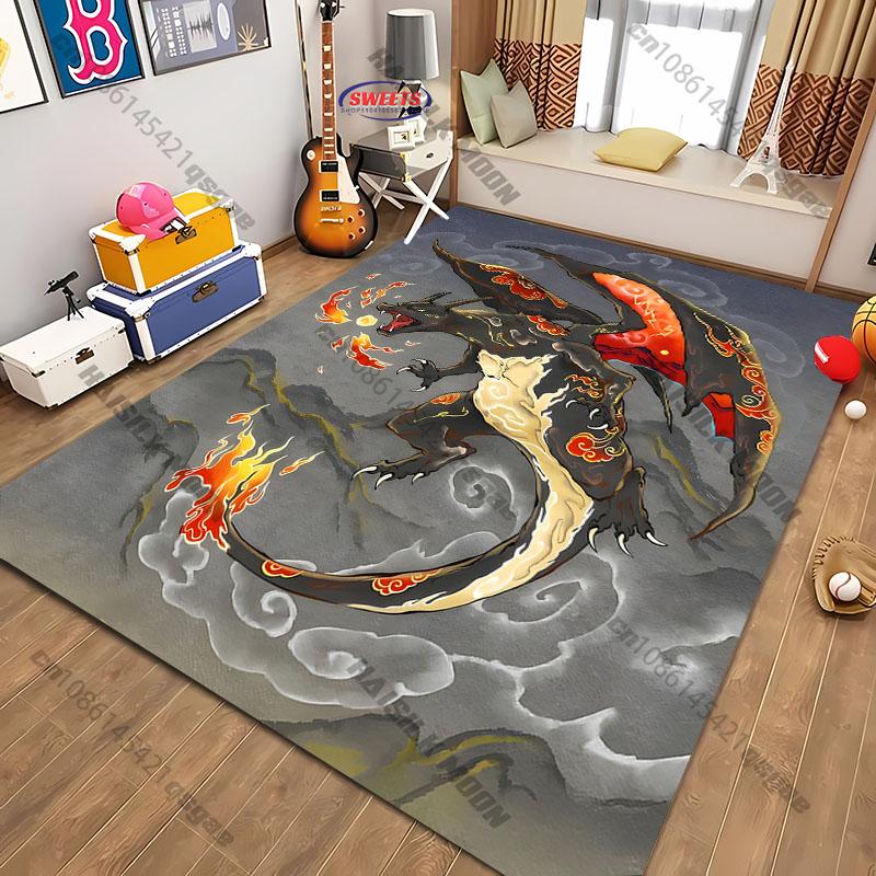 Ukiyo-e style Pokemon theme Carpet New Release! Rug for Living Room Bedroom,Office Areas,Durable Machine Washable Mat great gift